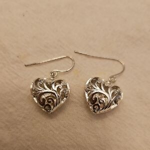 Elegant Silver Heart Earrings